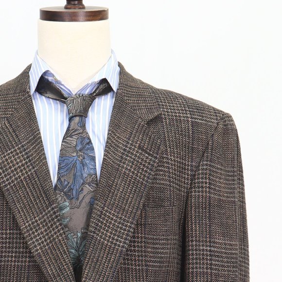 Bill Blass 44R Brown Check Two Button Sport Coat Blazer Jacket O291 - Picture 5 of 11